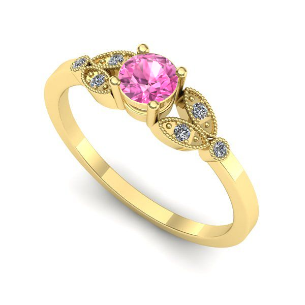 Inel de logodna din aur galben cu safir roz