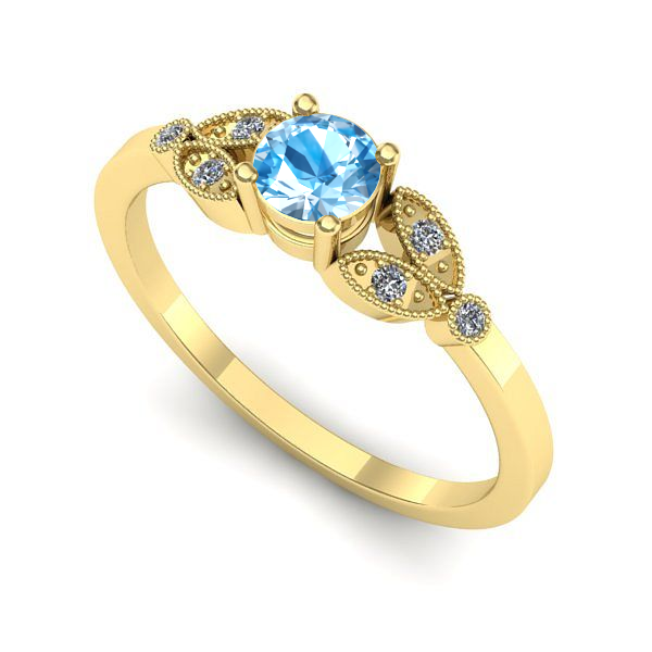 Inel din aur galben cu topaz blue