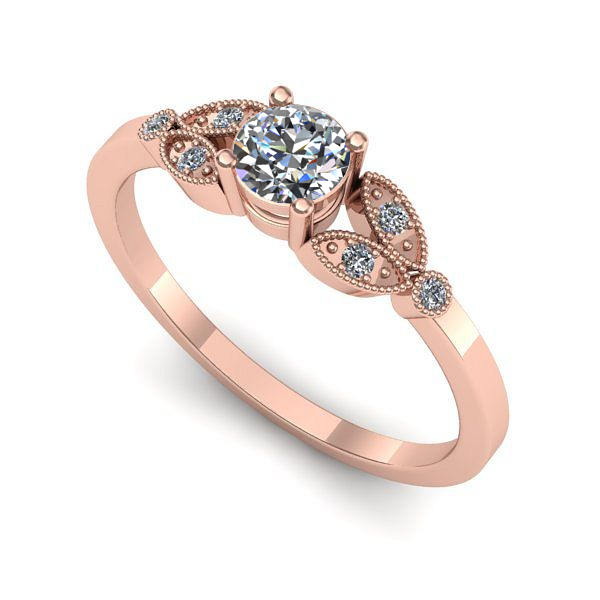 Inel de logodna din aur roz cu diamant