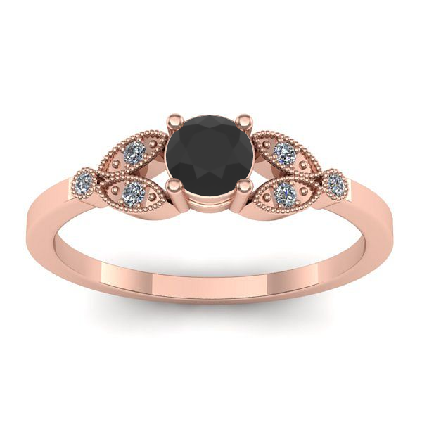 Inel de logodna cu diamant negru rotund