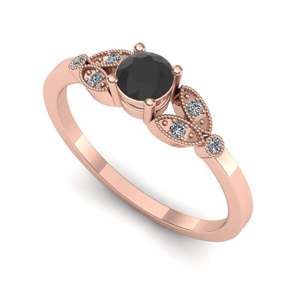 Inel logodna din aur roz cu diamant negru