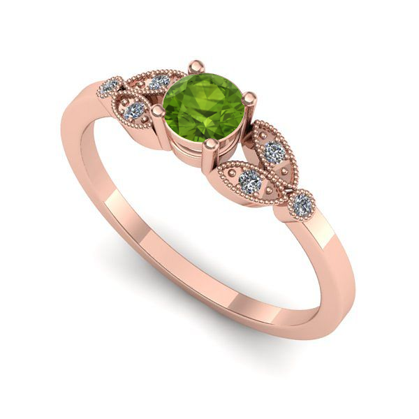 Inel din aur roz cu peridot
