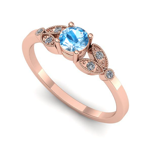 Inel din aur roz cu topaz blue