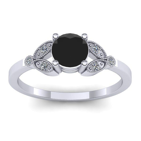 Inel de logodna cu diamant negru rotund