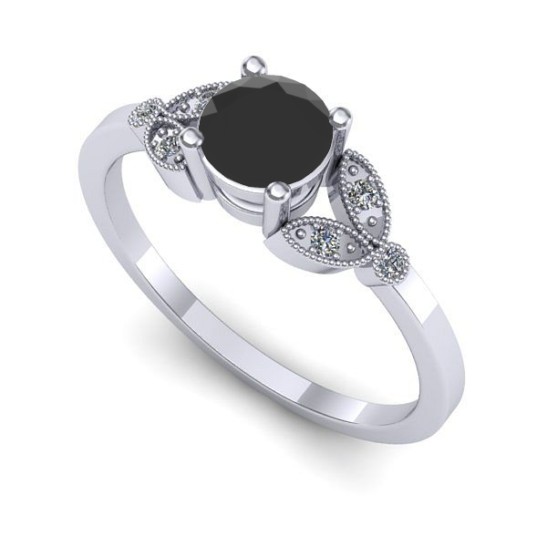 Inel de logodna din aur alb cu diamant negru