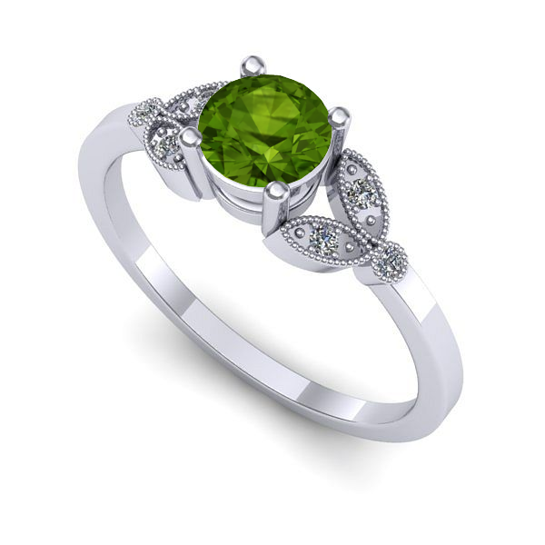 Inel din aur alb cu peridot