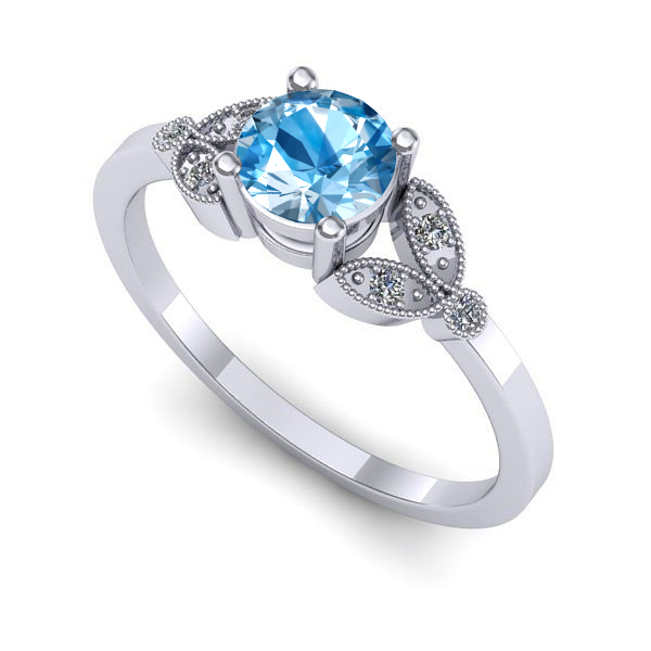 Inel de logodna din aur alb cu topaz blue