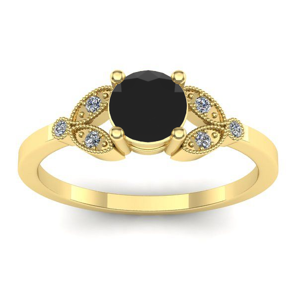 Inel logodna cu diamant negru rotund