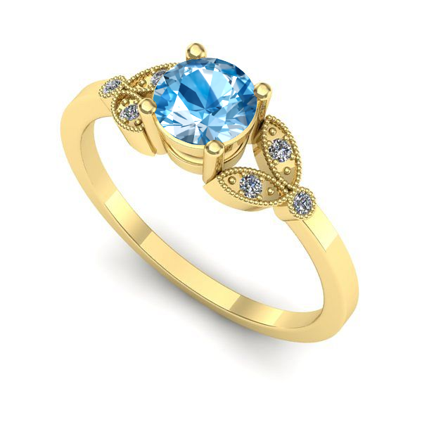 Inel din aur galben cu topaz blue