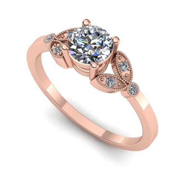 Inel de logodna din aur roz cu diamant
