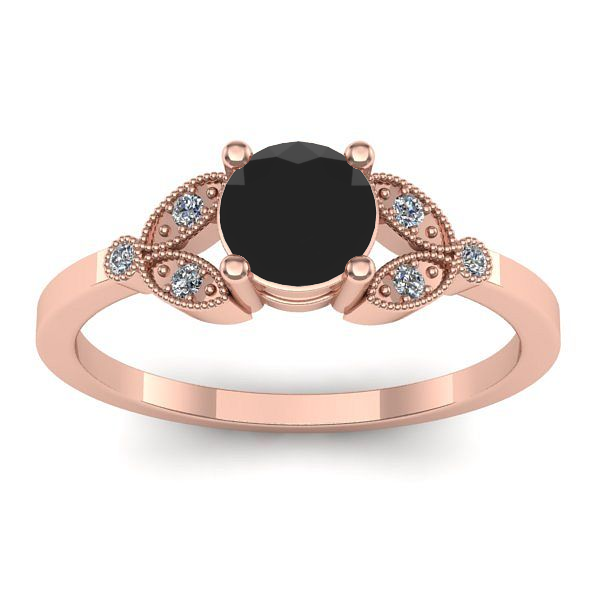 Inel de logodna cu diamant negru rotund