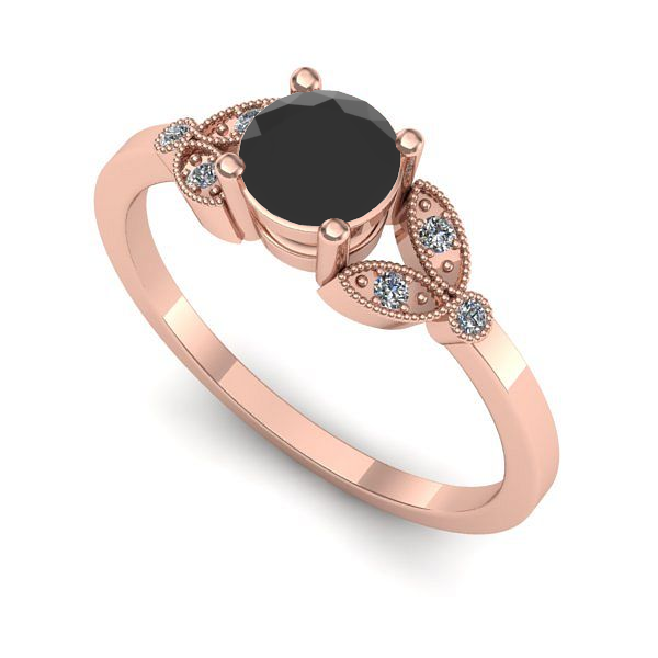 Inel din aur roz cu diamant negru