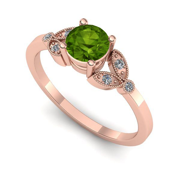 Inel logodna din aur roz cu peridot
