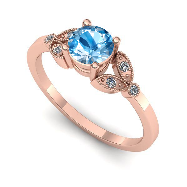 Inel logodna din aur roz cu topaz blue