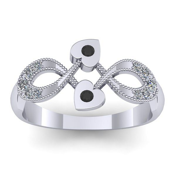 Inel cu diamant negru rotund