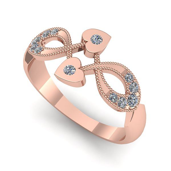 Inel din aur roz cu diamant