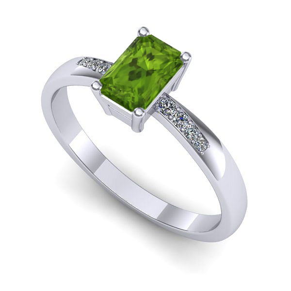 Inel logodna din aur alb cu peridot