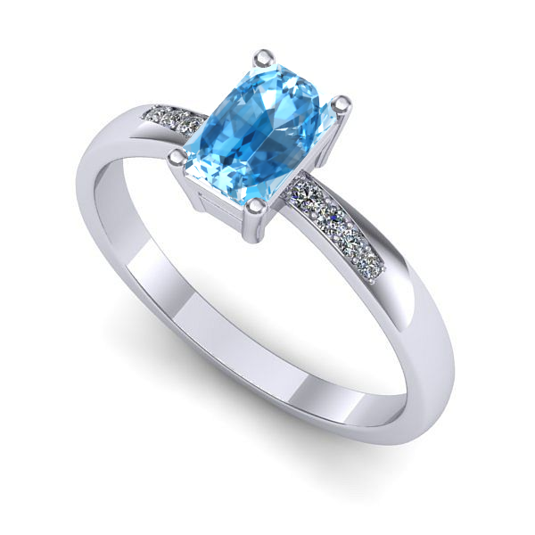 Inel din aur alb cu topaz blue