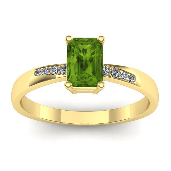 Inel de logodna cu peridot dreptunghiular