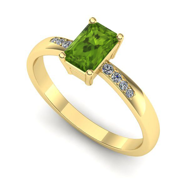 Inel logodna din aur galben cu peridot