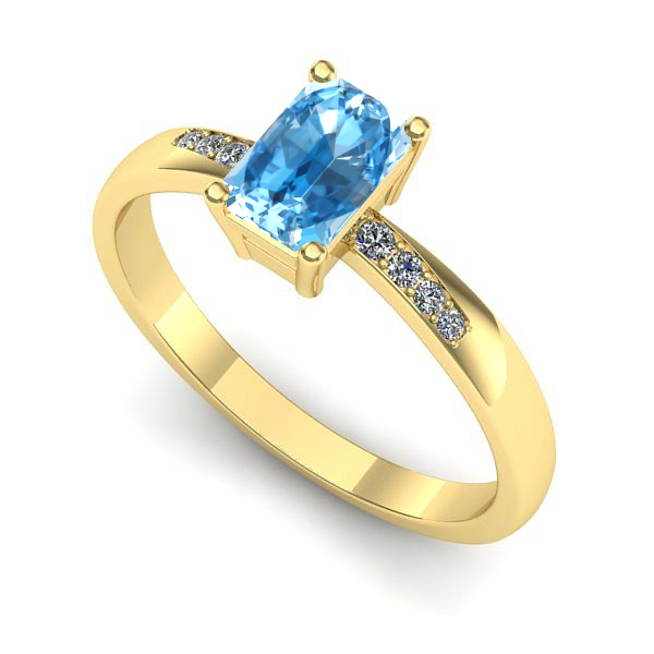 Inel din aur galben cu topaz blue