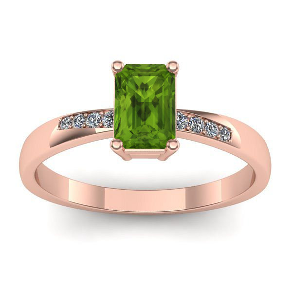 Inel de logodna cu peridot dreptunghiular
