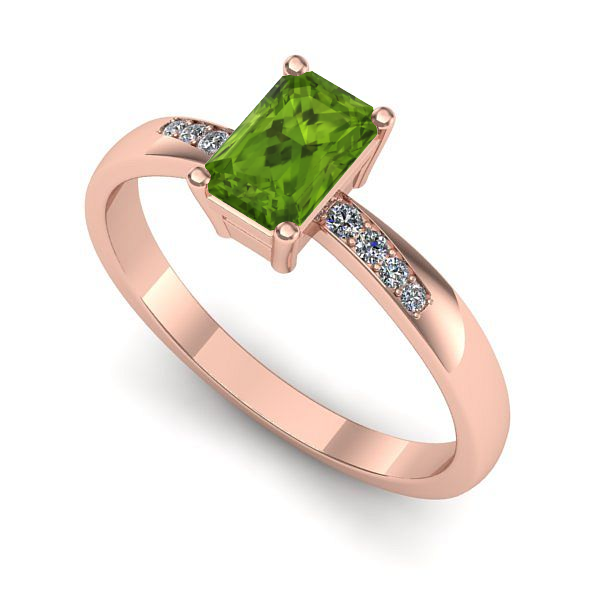 Inel de logodna din aur roz cu peridot