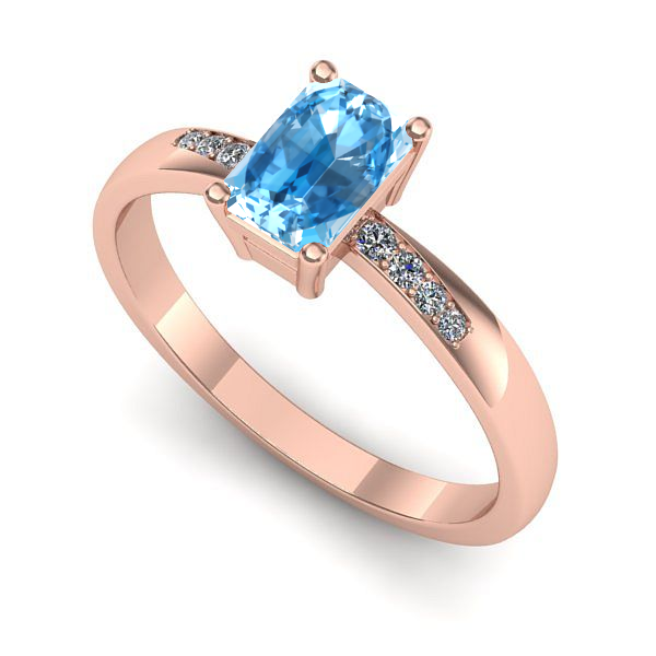 Inel de logodna din aur roz cu topaz blue