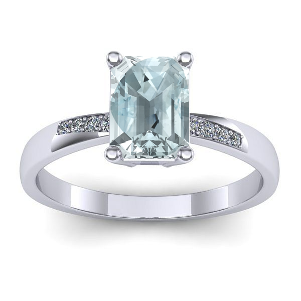 Inel logodna cu aquamarin dreptunghiular