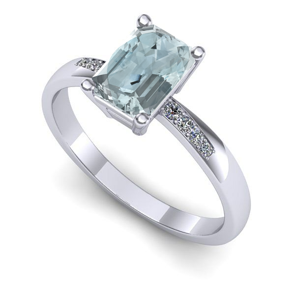 Inel din aur alb cu aquamarin