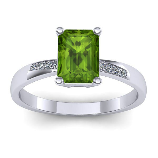 Inel de logodna cu peridot dreptunghiular