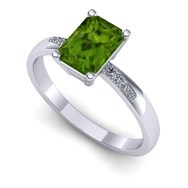 Inel de logodna din aur alb cu peridot