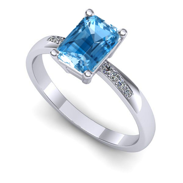 Inel logodna din aur alb cu topaz blue