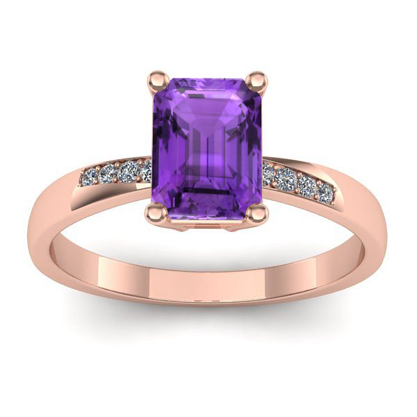 Inel logodna cu ametist dreptunghiular