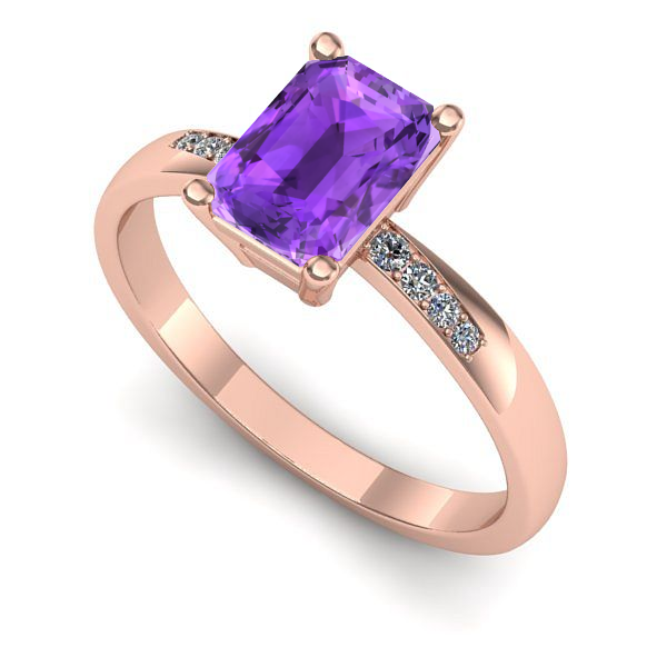 Inel de logodna din aur roz cu ametist