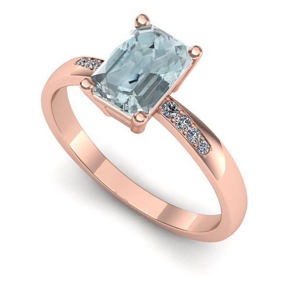 Inel din aur roz cu aquamarin