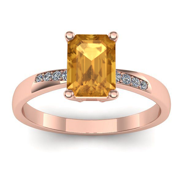 Inel logodna cu citrin dreptunghiular