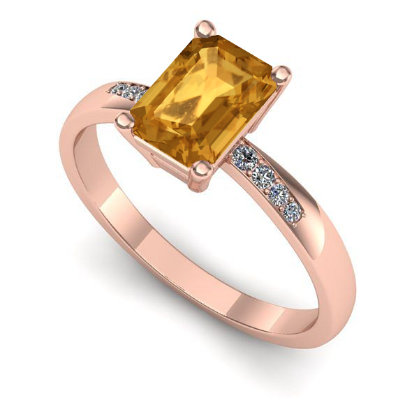 Inel logodna din aur roz cu citrin