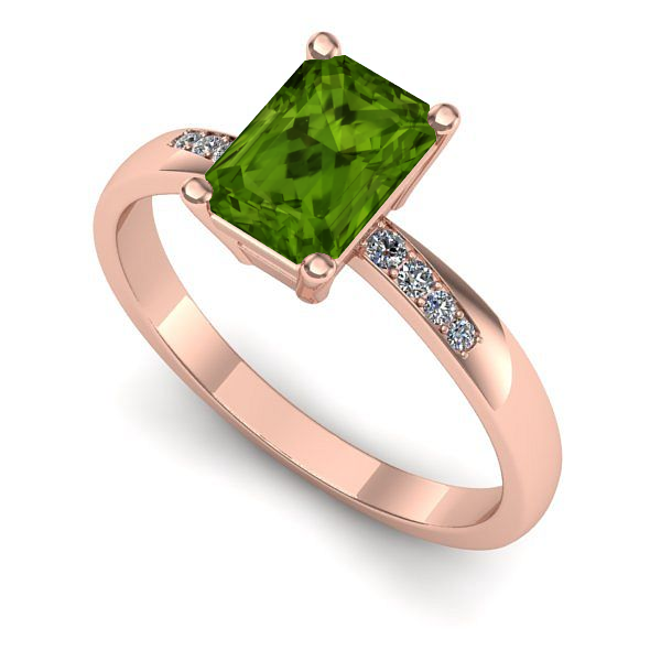 Inel de logodna din aur roz cu peridot