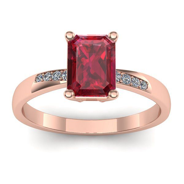 Inel cu rubin dreptunghiular