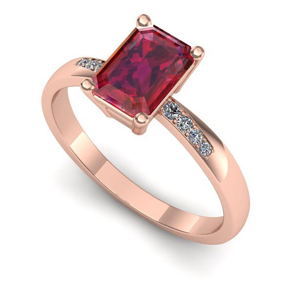 Inel logodna din aur roz cu rubin