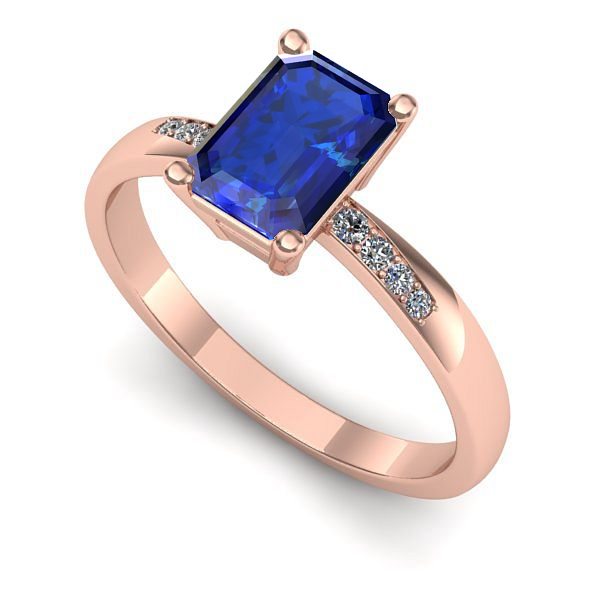 Inel de logodna din aur roz cu safir