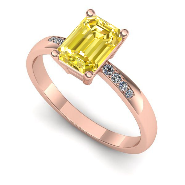 Inel logodna din aur roz cu safir galben