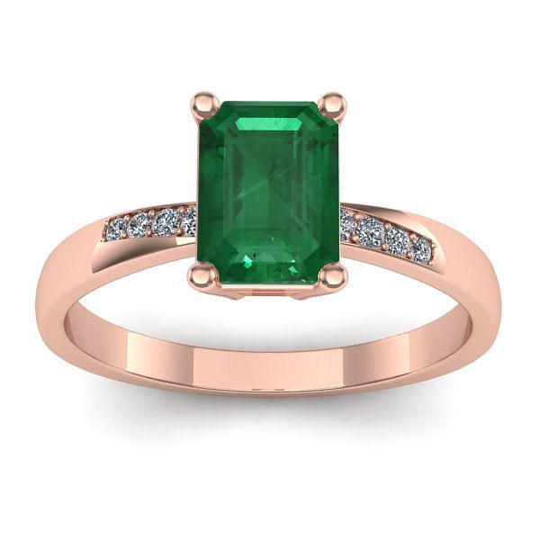 Inel de logodna cu smarald dreptunghiular