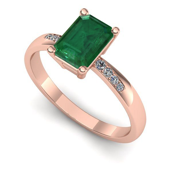 Inel logodna din aur roz cu smarald