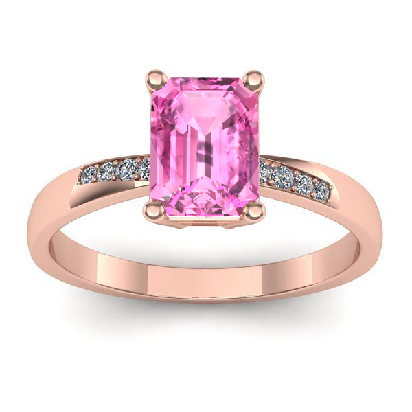 Inel de logodna cu safir roz dreptunghiular