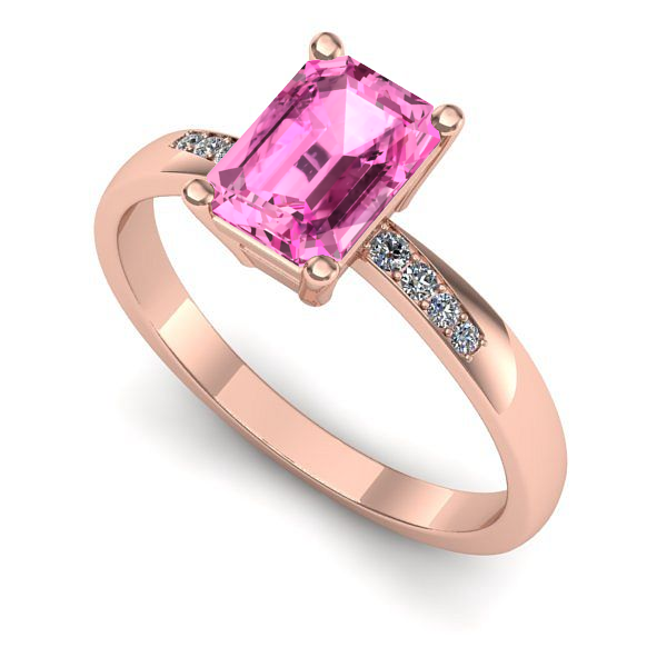 Inel de logodna din aur roz cu safir roz