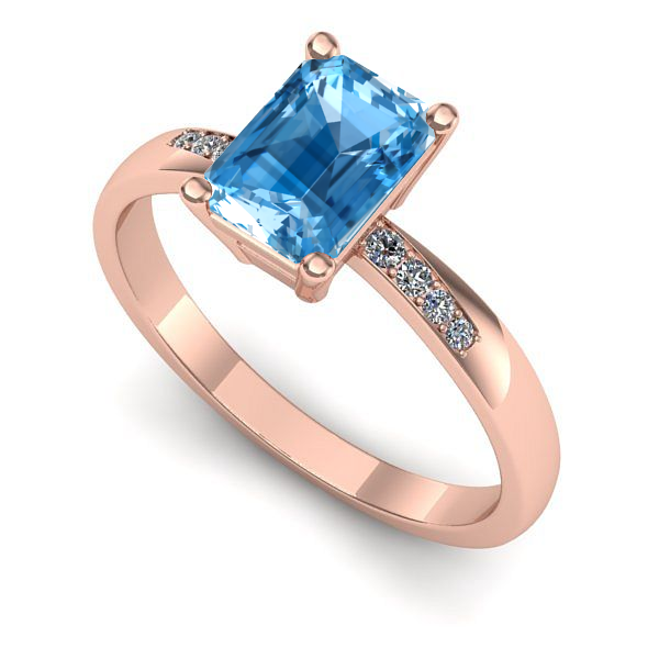 Inel de logodna din aur roz cu topaz blue