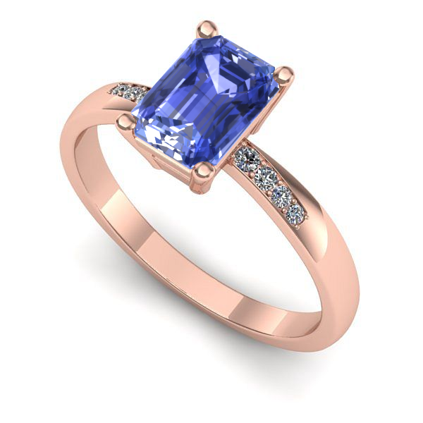 Inel din aur roz cu tanzanit