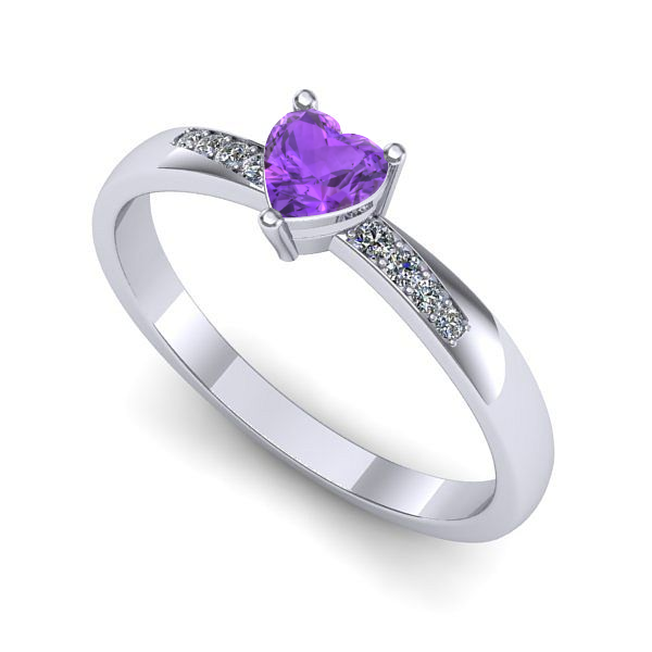 Inel din aur alb cu ametist